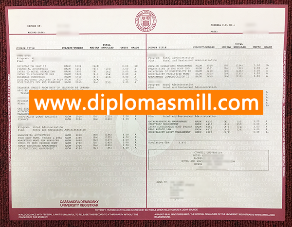How to Buy Fake Cornell University Transcript?