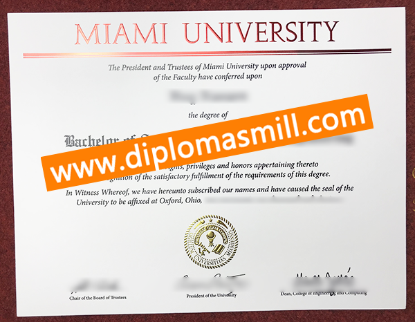 Supply American Miami University Certificate