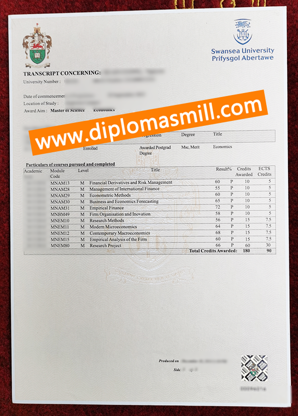 How Fast Buy Swansea University Transcript?