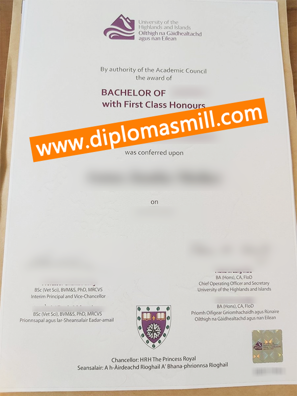 University of the Highlands and Islands degree for sale