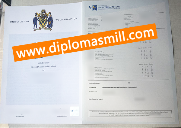 Supply University of Wolverhampton diploma transcript