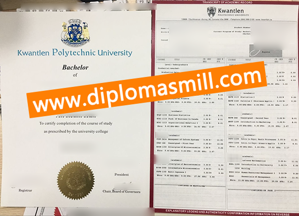 Order Kwantlen Polytechnic University degree transcript