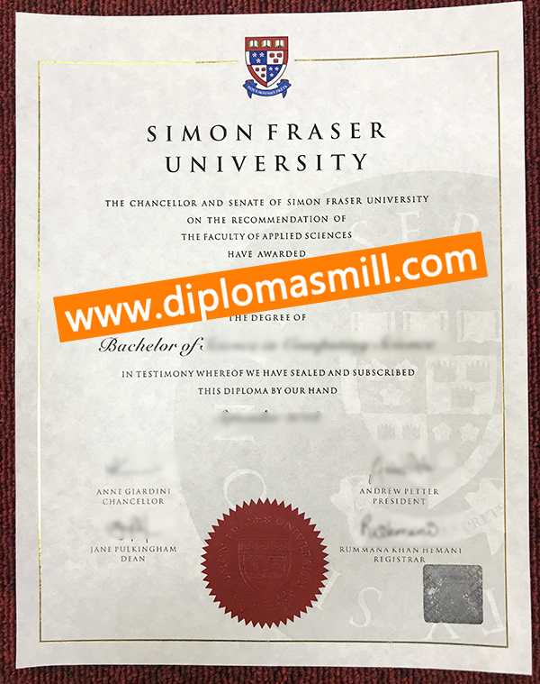 Fake Simon Fraser University degree for sale