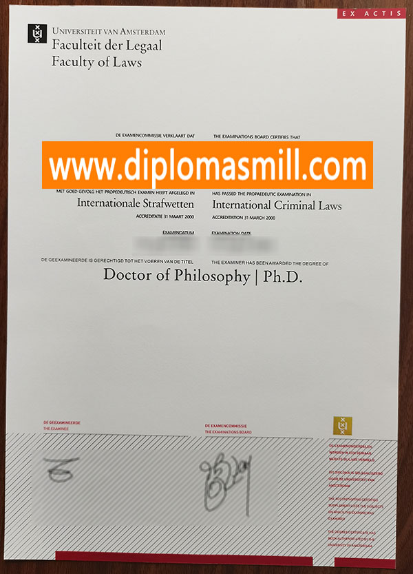 Purchase fake Universiteit Van Amsterdam diploma