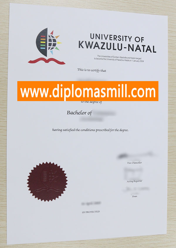 Custom fake University of Kwazulu-Natal diploma