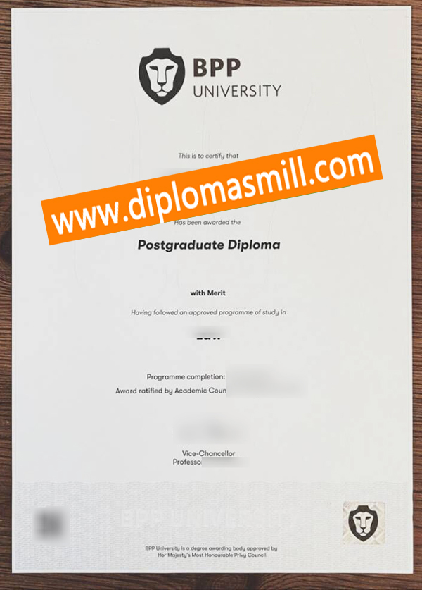 Custom replica BPP University certificate