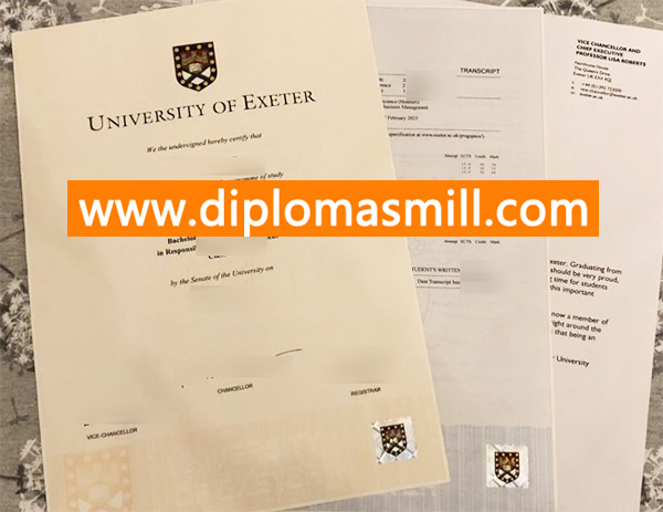 Pick up fake University of Exeter diploma transcript
