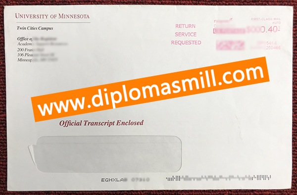 Buy fake University of Minnesota transcript envelope