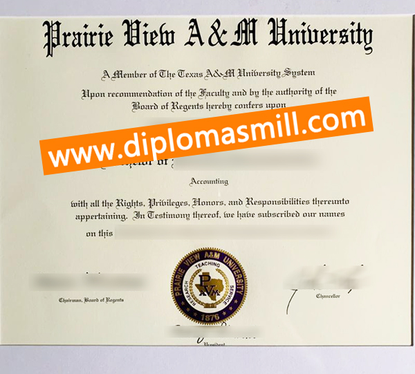 Order fake Prairie View A&M University diploma