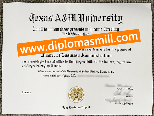 Purchase fake Texas A&M university certificate