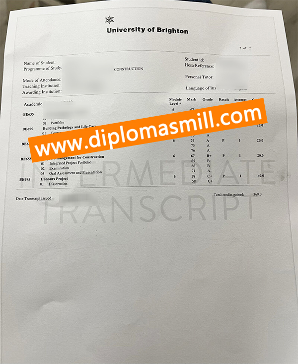 How to buy fake University of Brighton transcript?